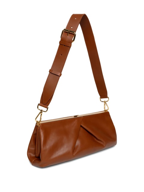 DRIES VAN NOTEN medium pleated-detail leather clutch bag - Brown - zdjęcie produktu nr 2
