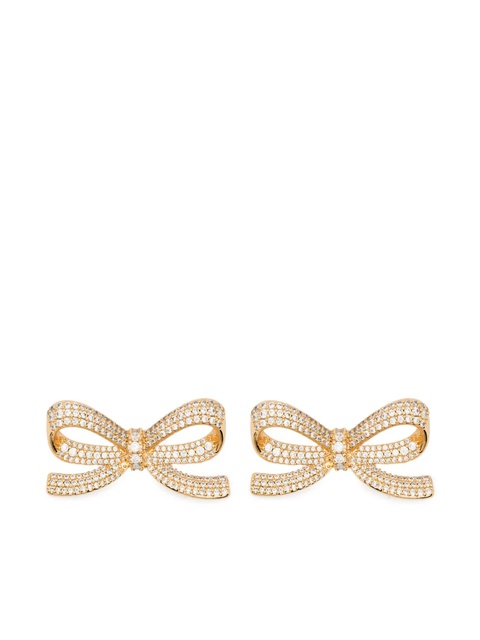Self-Portrait Gold Cubic Zirconia Bow Earrings - zdjęcie produktu nr 1
