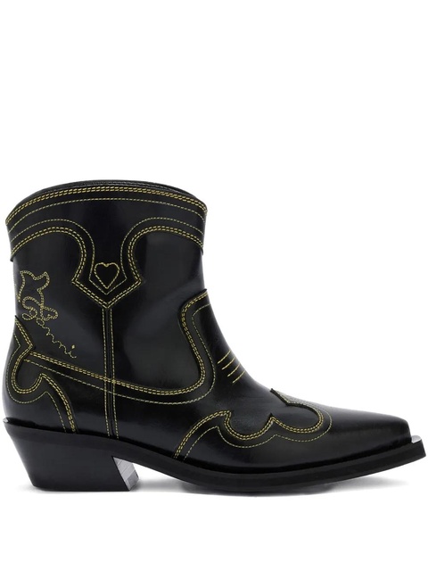 GANNI stitching pointed boots - Black - zdjęcie produktu nr 1