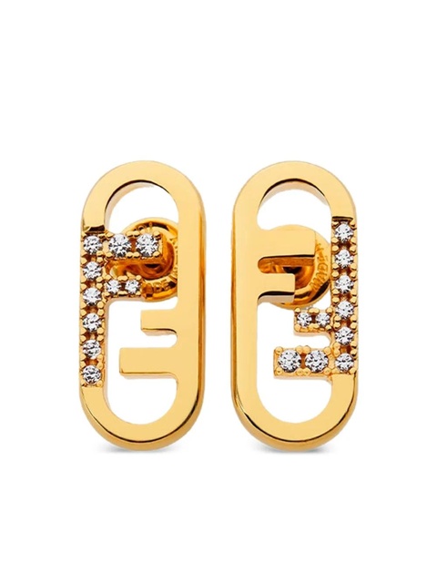 FENDI crystal-embellished metallic earrings - Gold - zdjęcie produktu nr 1