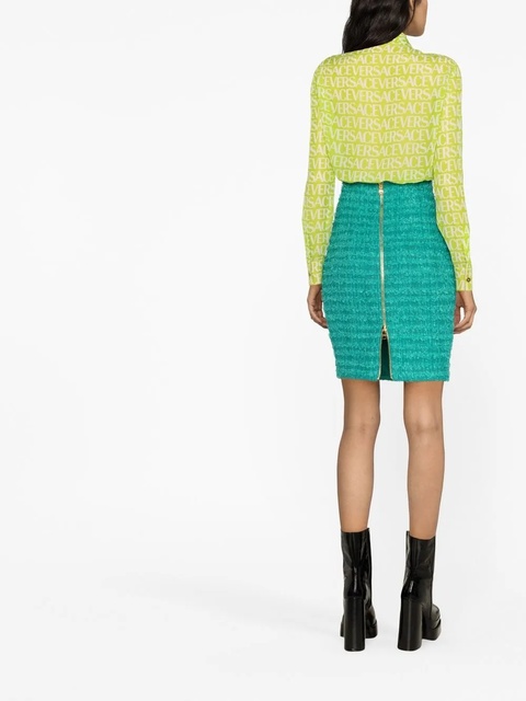 Versace pussy-bow logo-print blouse - Green - zdjęcie produktu nr 2