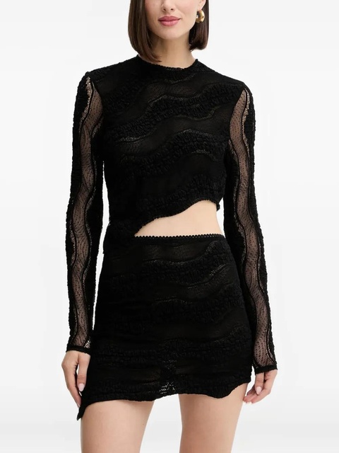 Charo Ruiz Ibiza cut-out asymmetrical lace T-shirt - Black - zdjęcie produktu nr 1