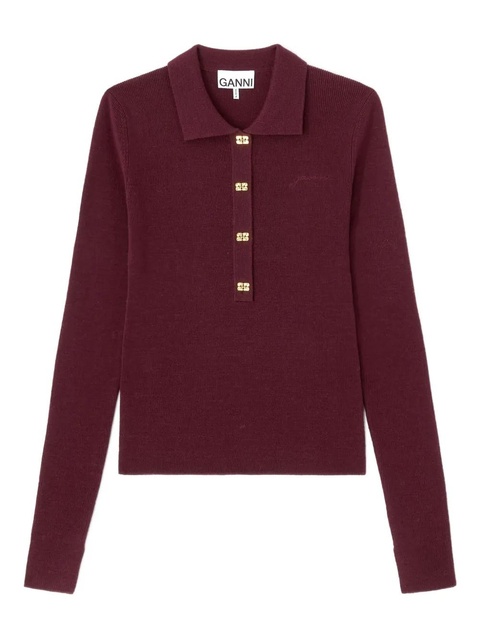 GANNI buttoned collared knitwear - zdjęcie produktu nr 1