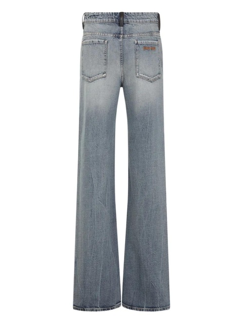 Miu Miu leather-trimmed jeans - Blue - zdjęcie produktu nr 2