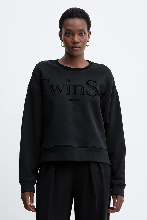 Twinset bluza bawełniana damska kolor czarny z nadrukiem 252TT2330 - zdjęcie produktu nr 1