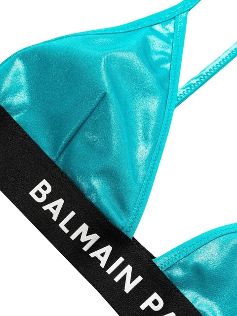 Balmain logo-band one-shoulder bikini - Blue - zdjęcie produktu nr 2