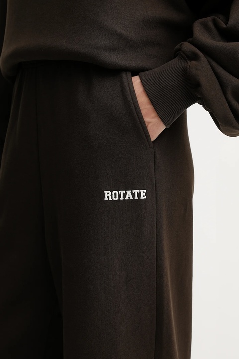Rotate spodnie dresowe bawełniane damskie kolor brązowy gładkie 1153131667 - zdjęcie produktu nr 2