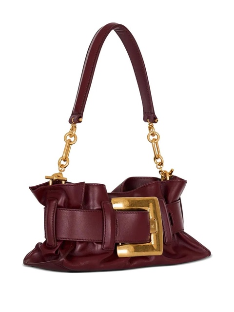 Balmain mini Anthem buckle-embellished calfskin-leather clutch bag - Red - zdjęcie produktu nr 2