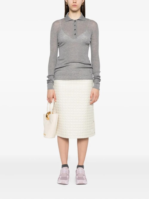 Moncler ribbed wool polo top - Grey - zdjęcie produktu nr 2