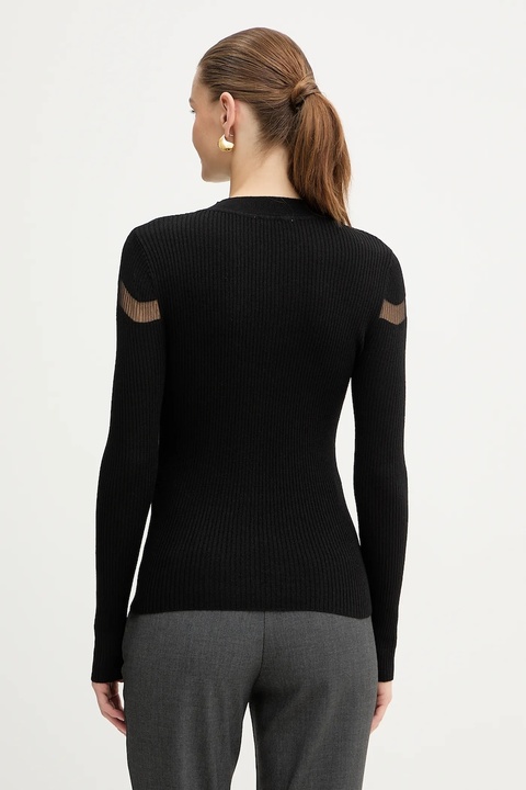 Morgan sweter z domieszką wełny damski kolor czarny lekki z półgolfem MVAL - zdjęcie produktu nr 2