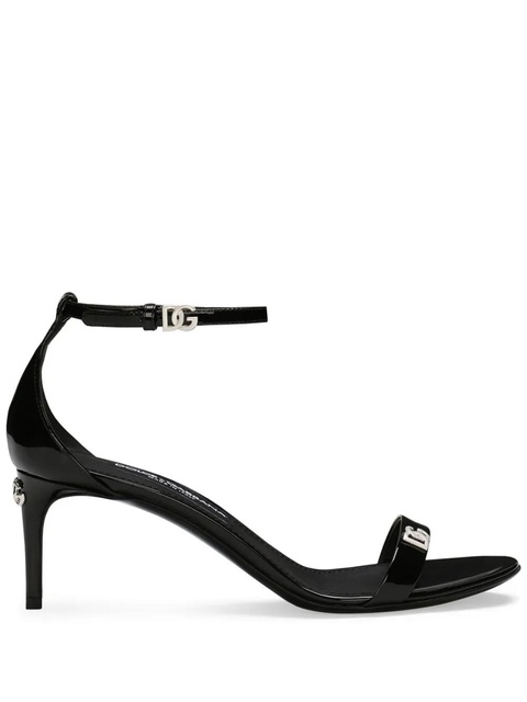 Dolce & Gabbana logo-plaque patent-leather sandals - Black - zdjęcie produktu nr 1