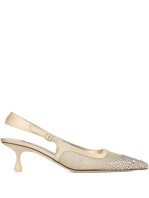 Jimmy Choo 50mm Amel crystal-embellished slingback pumps - Gold - zdjęcie produktu nr 1