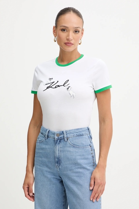 Karl Lagerfeld t-shirt bawełniany IKON damski kolor biały B1W17040 - zdjęcie produktu nr 1