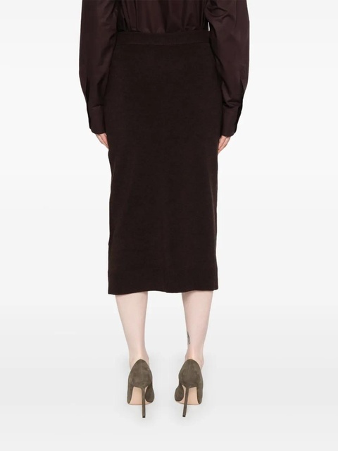 Victoria Beckham button-detail midi skirt - Brown - zdjęcie produktu nr 2