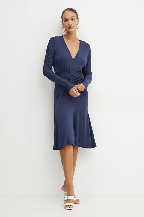 Pinko sukienka kolor granatowy midi rozkloszowana 104455 A29B - zdjęcie produktu nr 2