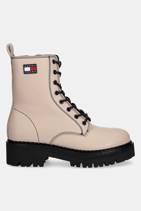 Tommy Jeans workery skórzane TJW URBAN LACE UP BOOT damskie kolor beżowy na płaskim obcasie EN0EN02907 - zdjęcie produktu nr 2