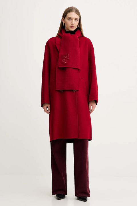 Liu Jo płaszcz z wełną kolor bordowy MF5025 T4627 - zdjęcie produktu nr 1