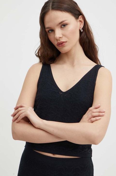 United Colors of Benetton top bawełniany kolor czarny - zdjęcie produktu nr 1
