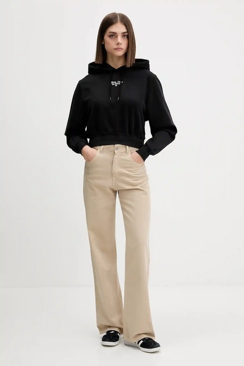 Tommy Jeans bluza bawełniana damska kolor czarny z kapturem z nadrukiem DW0DW22170 - zdjęcie produktu nr 2