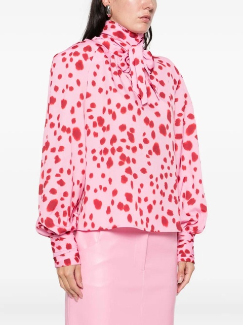 Rowen Rose tie-neck spotted top - Pink - zdjęcie produktu nr 1