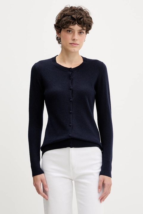 Sisley kardigan z domieszką wełny kolor granatowy lekki 102HM5237 - zdjęcie produktu nr 1