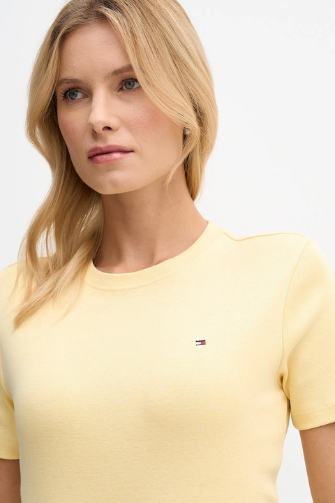 Tommy Hilfiger t-shirt bawełniany damski kolor żółty WW0WW40587 - zdjęcie produktu nr 2