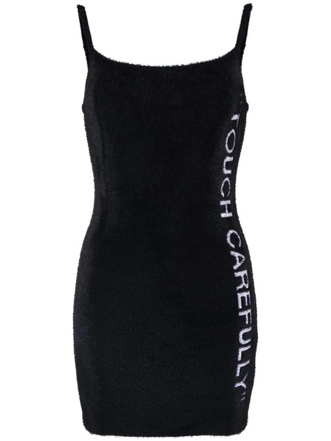 Off-White slogan detail fuzzy mini dress - Black - zdjęcie produktu nr 1
