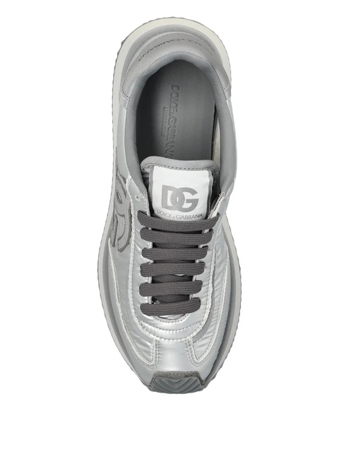Dolce & Gabbana logo-patch metallic sneakers - Grey - zdjęcie produktu nr 2