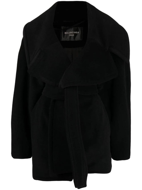 Balenciaga belted-waist oversize coat - Black - zdjęcie produktu nr 1