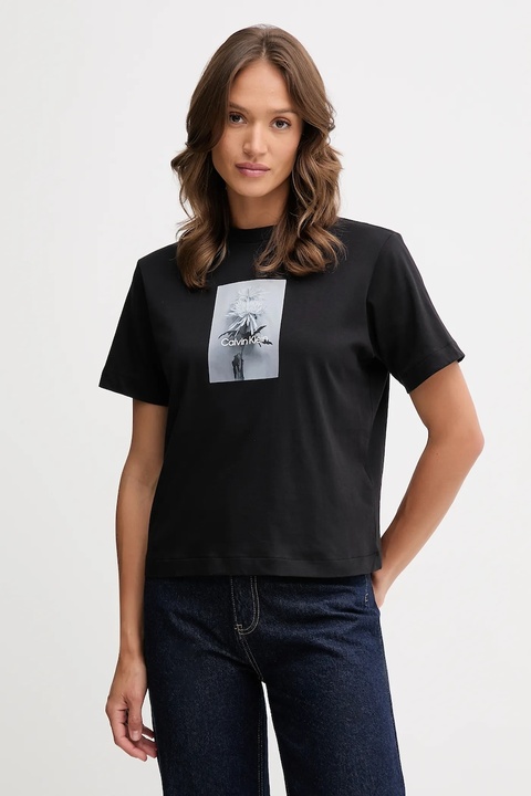 Calvin Klein Jeans t-shirt bawełniany damski kolor czarny LV047D880G - zdjęcie produktu nr 1