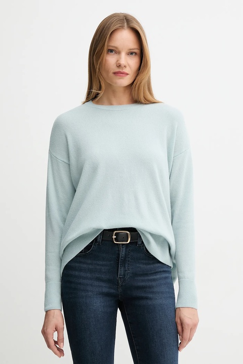 Sisley sweter wełniany damski kolor turkusowy lekki - zdjęcie produktu nr 1