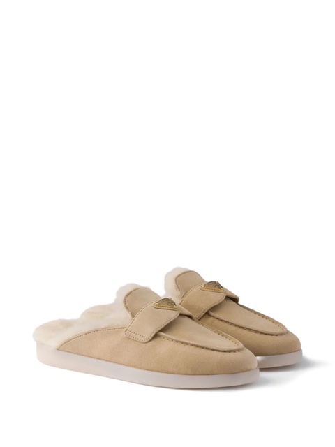 Prada suede shearling mules - Neutrals - zdjęcie produktu nr 2