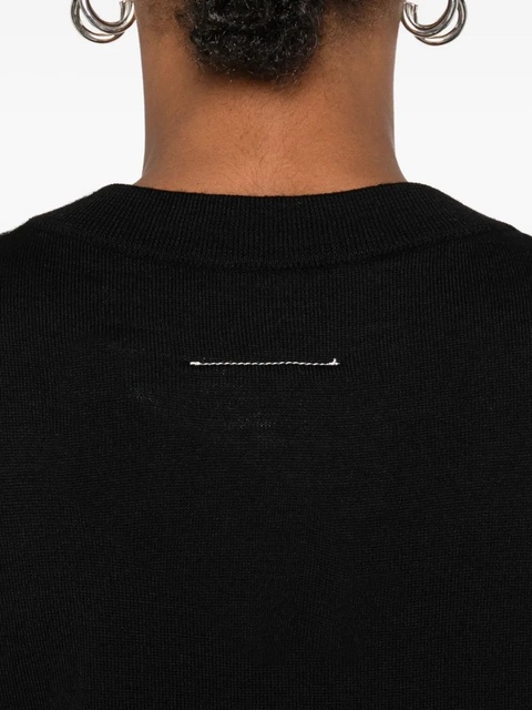 MM6 Maison Margiela V-neck graphic-print sweater - Black - zdjęcie produktu nr 1