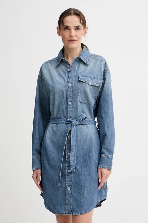 G-Star sukienka jeansowa kolor niebieski mini prosta D26814.D539 - zdjęcie produktu nr 1