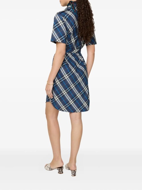 Burberry Check-pattern mini shirt dress - Blue - zdjęcie produktu nr 2
