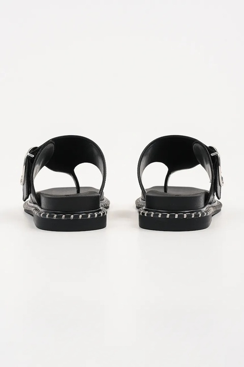 Karl Lagerfeld japonki skórzane KLEO damskie kolor czarny na płaskim obcasie KL81325 - zdjęcie produktu nr 2