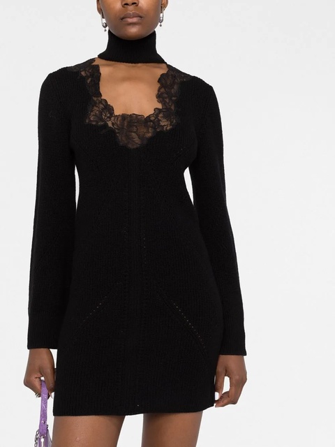 Blumarine lace-trim knitted jumper dress - Black - zdjęcie produktu nr 2