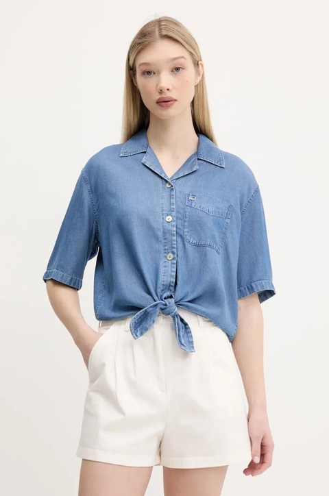 Tommy Jeans koszula damska kolor niebieski relaxed z kołnierzykiem klasycznym DW0DW20603 - zdjęcie produktu nr 1