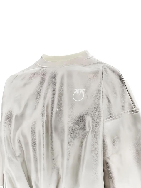 PINKO metallic-effect elasticated-hem sweatshirt - Silver - zdjęcie produktu nr 2