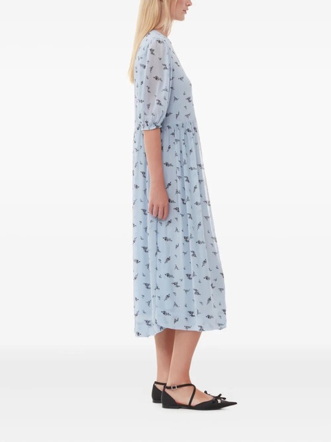 GANNI puffed-sleeve floral dress - Blue - zdjęcie produktu nr 1