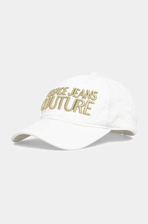 Versace Jeans Couture czapka z daszkiem bawełniana damska kolor biały z aplikacją 78HAZK32 ZG365 - zdjęcie produktu nr 1