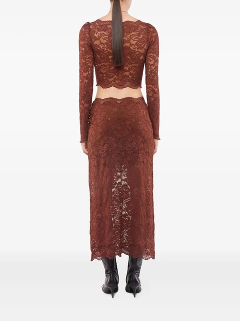 Rabanne lace floral midi skirt - Brown - zdjęcie produktu nr 2