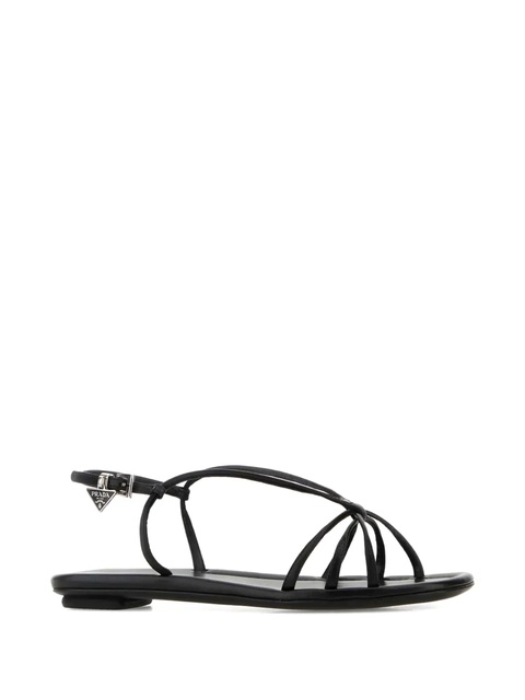 Prada leather slingback flat sandals - Black - zdjęcie produktu nr 2