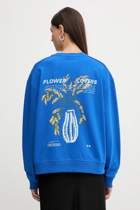 Marc O'Polo bluza bawełniana damska kolor niebieski z nadrukiem 5000009350 - zdjęcie produktu nr 1