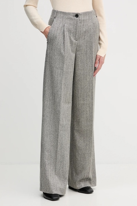 Sisley spodnie damskie kolor czarny szerokie high waist 4D12LF07V - zdjęcie produktu nr 1