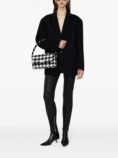 ANINE BING Nico houndstooth-pattern shoulder bag - Black - zdjęcie produktu nr 2
