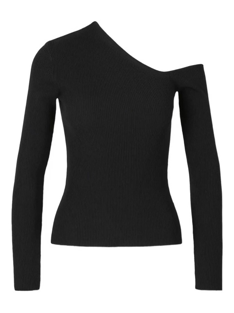 STAUD Lois ribbed asymmetric top - Black - zdjęcie produktu nr 1