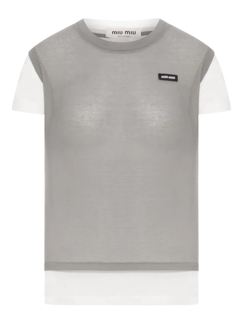 Miu Miu paneled T-shirt - Grey - zdjęcie produktu nr 1