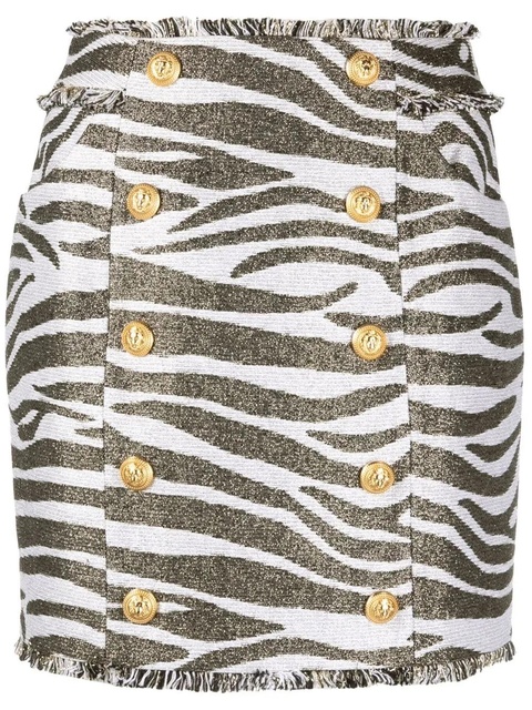 Balmain zebra print high-waisted miniskirt - White - zdjęcie produktu nr 1