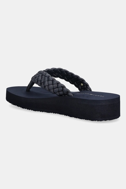 Tommy Hilfiger japonki TH WEDGE CORNROW BEACH SANDAL damskie kolor granatowy na koturnie FW0FW09037 - zdjęcie produktu nr 2